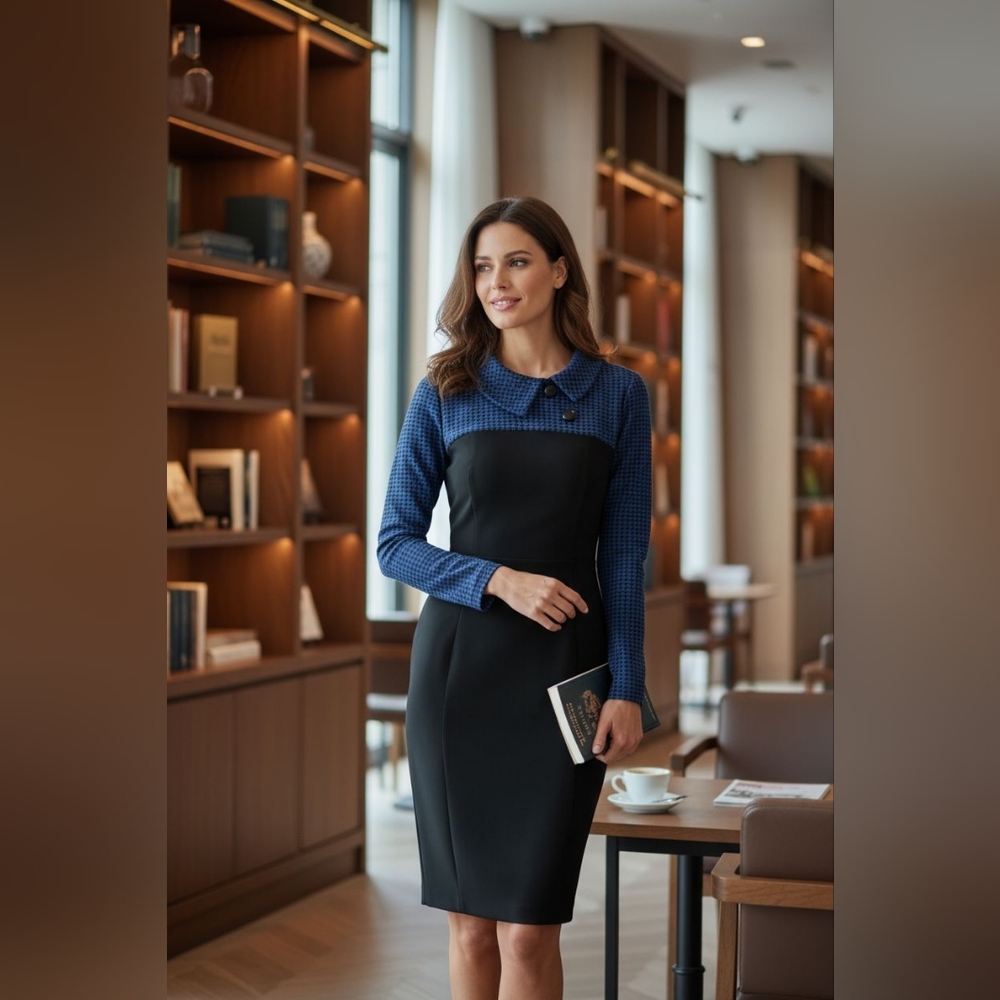 Long Sleeve Business Casual Dress. Bodycon style. Very Figure  Flattering. Size4